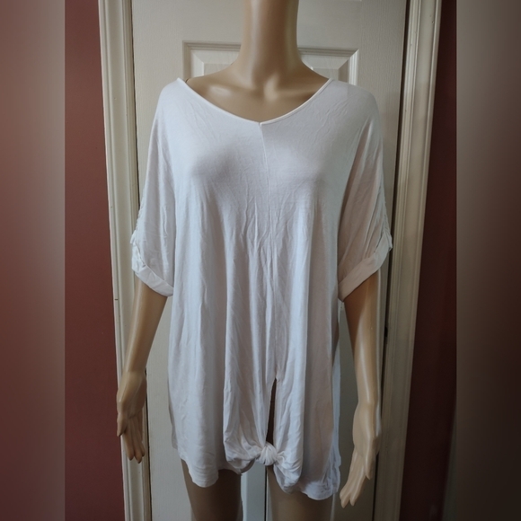 Cato Tops - Cato est 1946 white woman's size xl knot front lace back blouse shirt top